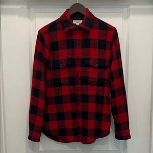 J Crew Wallace & Barnes Wool Red and Black Buffalo Plaid Men's Shirt
